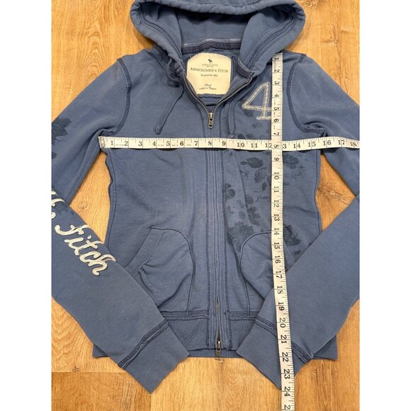 Y2K Abercrombie & Fitch Blue Hoodie Zip-Up Jacket With Logo Size S - Picture 3 of 4